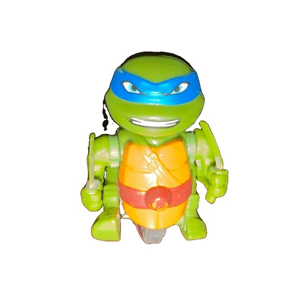 TMNT Leonardo Mini Figure 2015 Viacom Playmates Blue Mask Rolling Wheel Toy